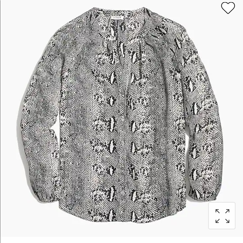 J. Crew Long-sleeve snakeskin-print button-up raglan top Size M like new